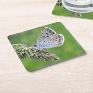 Blauer Schmetterling im Gras Rechteckiger Pappuntersetzer