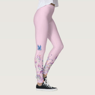 Blauer Schmetterling in Blume Leggings
