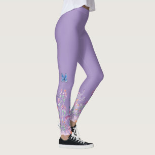 Blauer Schmetterling in Blume Leggings