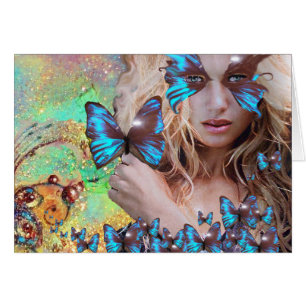 BLAUER SCHMETTERLING IN TEAL GRÜN GOLD FUNKELN