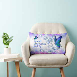 Blauer Schmetterling Inspiration Lumbar Kissen