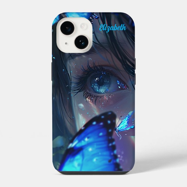 Blauer Schmetterling iPhone Hülle (Rückseite)