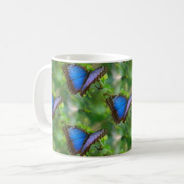 Blauer Schmetterling Kaffeetasse (Vorderseite Links)