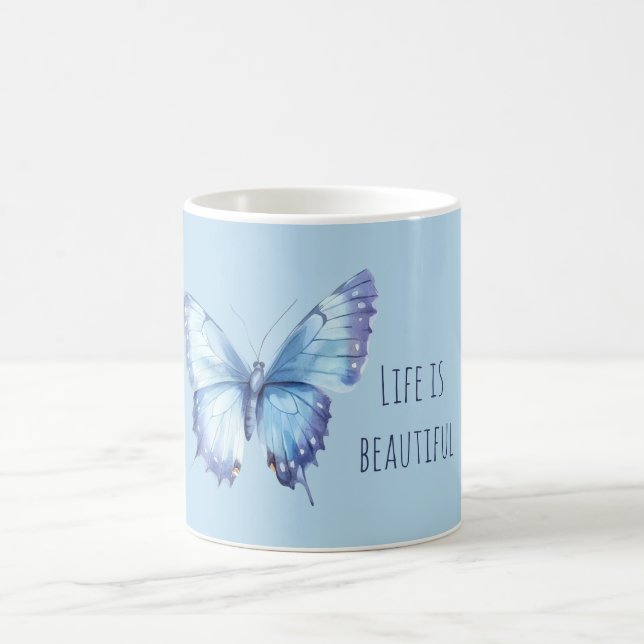 Blauer Schmetterling Kaffeetasse (Mittel)