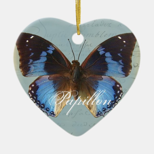 Blauer Schmetterling Keramikornament (Vorne)