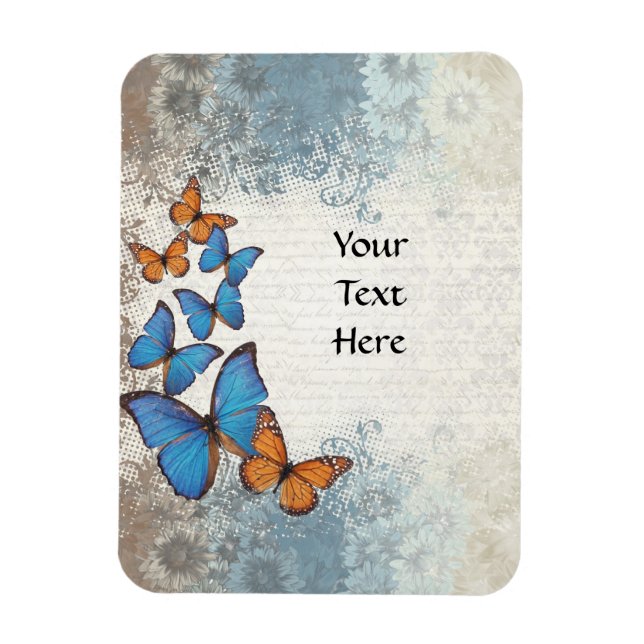 Blauer Schmetterling Magnet (Vertikal)