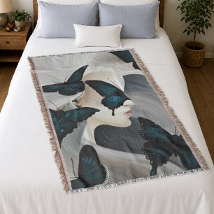 Blauer Schmetterling Maskerade Elegante Fantasie Decke