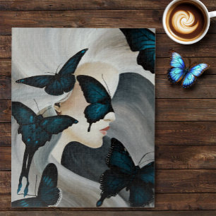 Blauer Schmetterling Maskerade Elegante Fantasie Puzzle