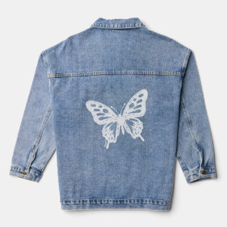 Blauer Schmetterling Minimale Naturkunst von Papil Jeansjacke