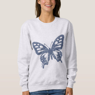 Blauer Schmetterling Minimale Naturkunst von Papil Sweatshirt