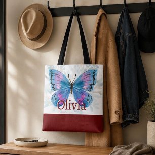Blauer Schmetterling mit burgunderroten Akzenten