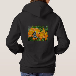 Blauer Schmetterling mit tropischem Rhododendron-T Hoodie