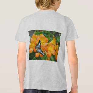 Blauer Schmetterling mit tropischem Rhododendron-T Tri-Blend Shirt