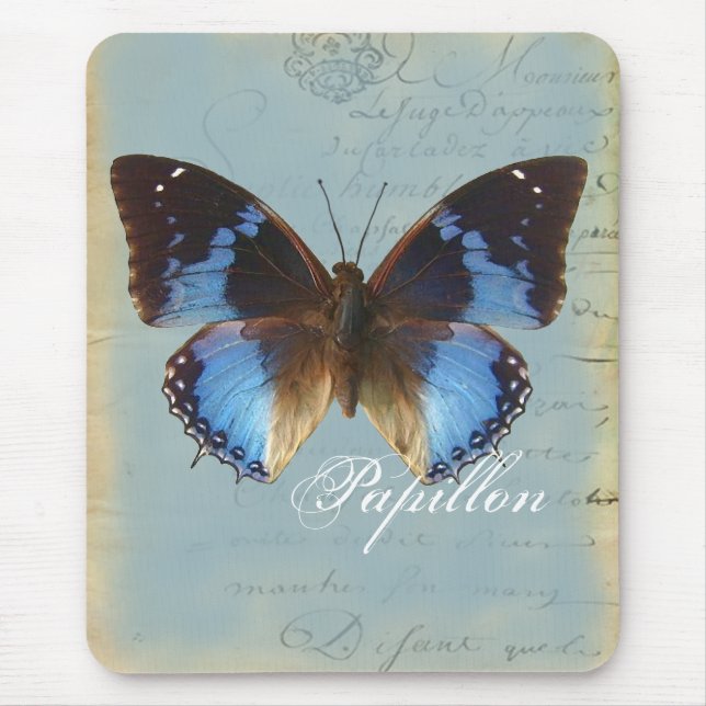 Blauer Schmetterling Mousepad (Vorne)