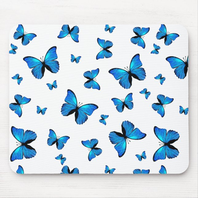 Blauer Schmetterling Mousepad (Vorne)
