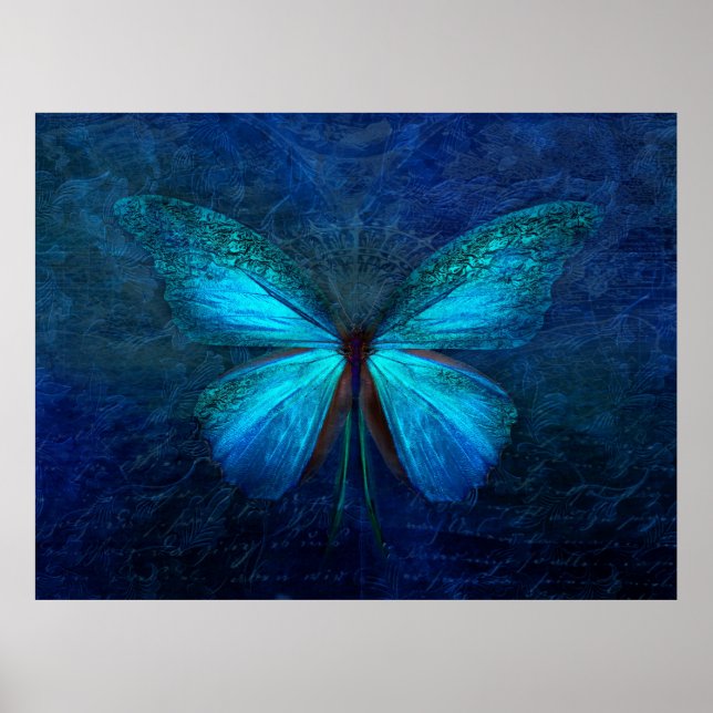 Blauer Schmetterling Poster (Vorne)