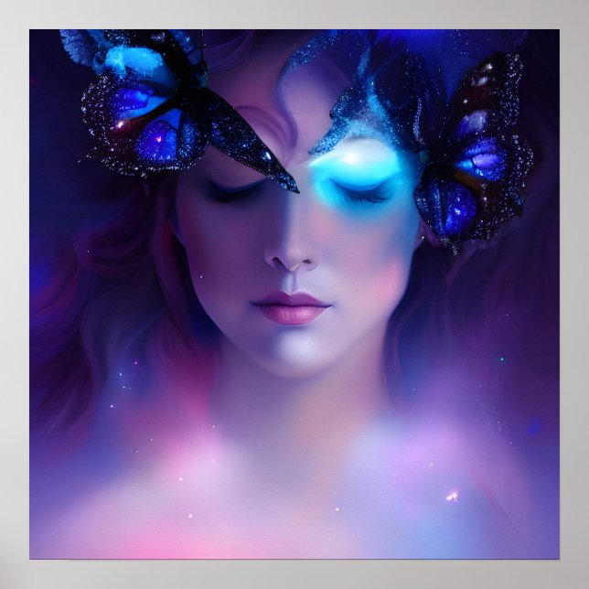 Blauer Schmetterling Poster (Vorne)