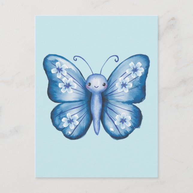 Blauer Schmetterling Postkarte (Vorderseite)