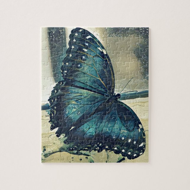 Blauer Schmetterling Puzzle (Vertikal)