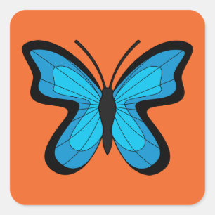 Blauer Schmetterling Quadratischer Aufkleber
