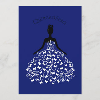 Blauer Schmetterling Quinceanera Ball Einladung