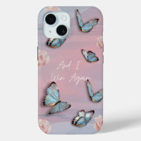 Blauer Schmetterling, rosa rosa motivierend Telefo
