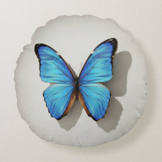 Blauer Schmetterling Rund Kissen Naturinspirierte