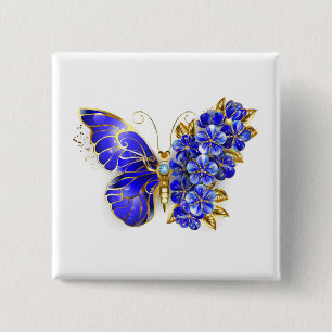 Blauer Schmetterling Saphir Button