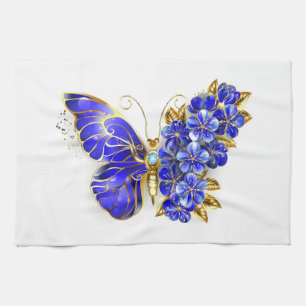Blauer Schmetterling Saphir Geschirrtuch