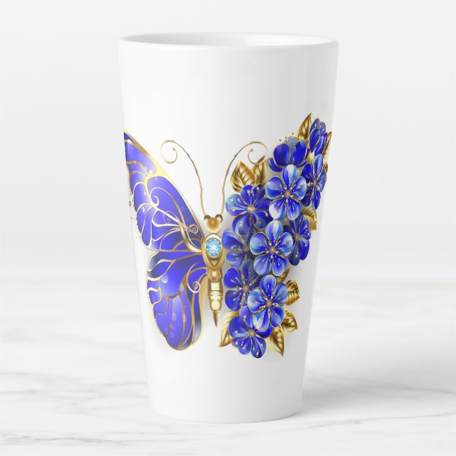Blauer Schmetterling Saphir Milchtasse (Vorderseite)