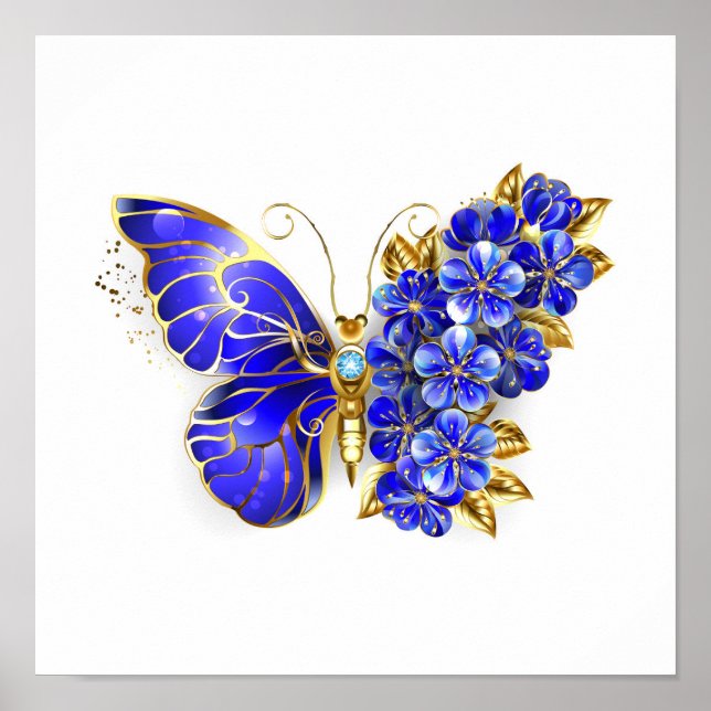 Blauer Schmetterling Saphir Poster (Vorne)