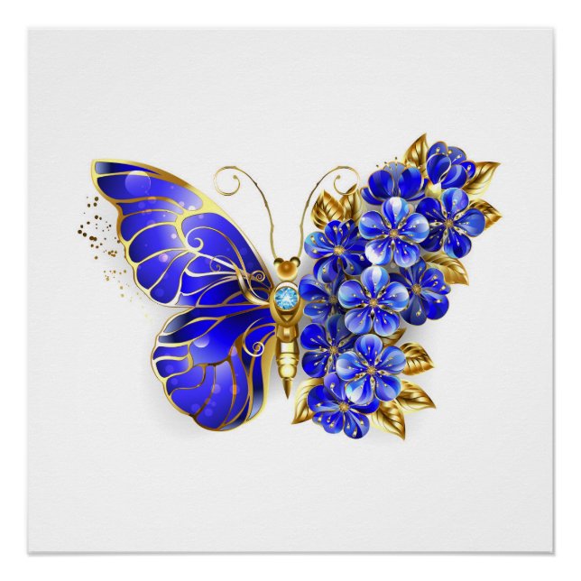 Blauer Schmetterling Saphir Poster (Vorderseite)