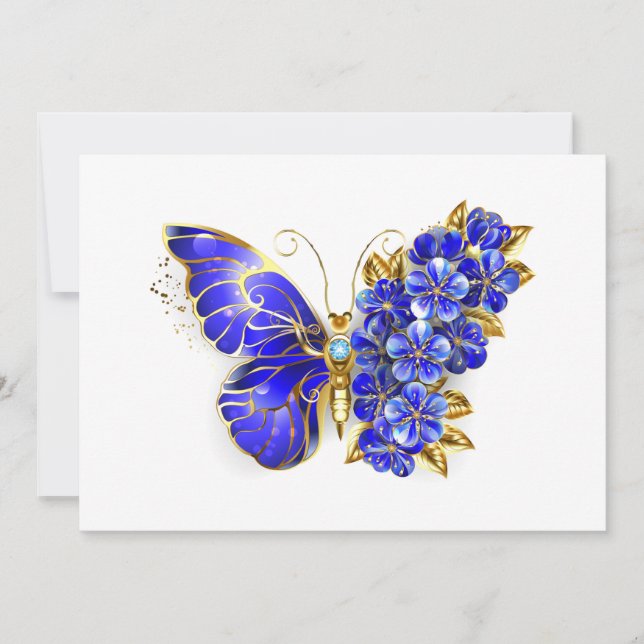 Blauer Schmetterling Saphir Save The Date (Vorderseite)