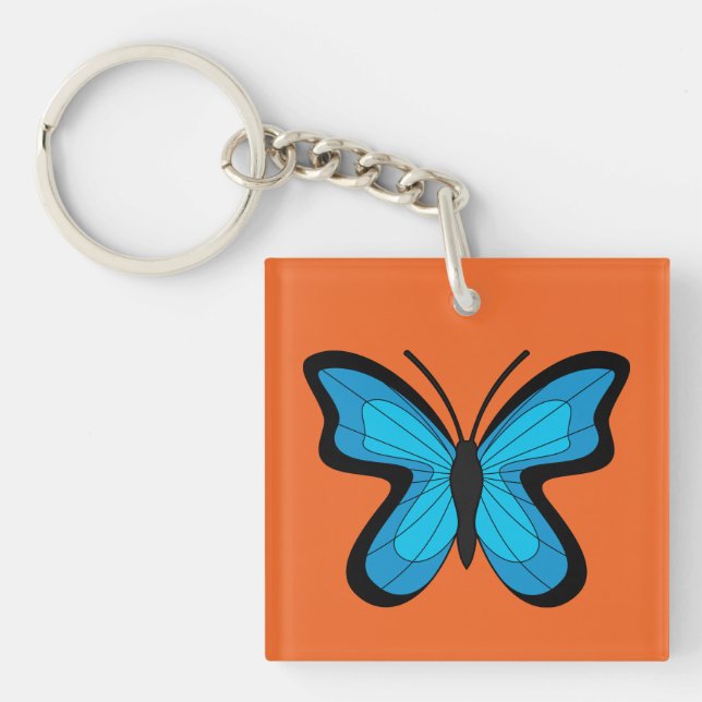Blauer Schmetterling Schlüsselanhänger (Vorderseite)