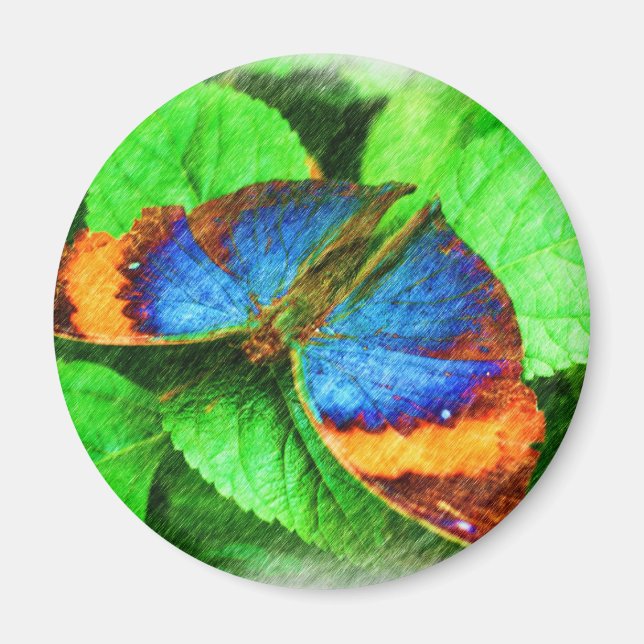 Blauer Schmetterling Stift Magnet (Vorne)