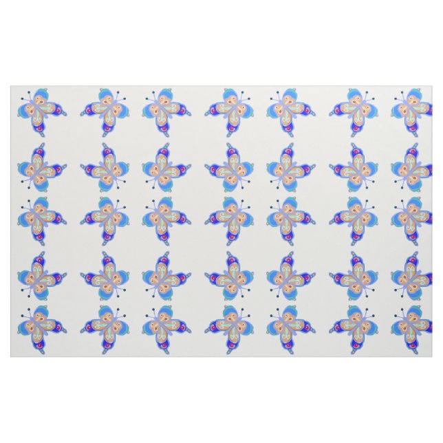 Blauer Schmetterling Stoff (Fat Quarter (45,7 x 55,9 cm))