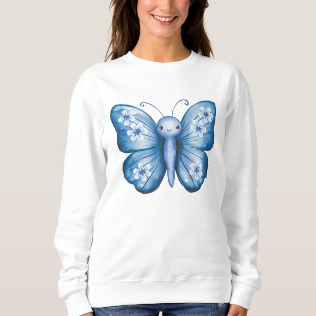 Blauer Schmetterling Sweatshirt (Vorderseite)