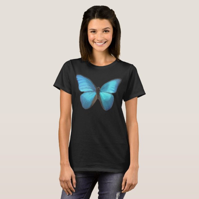 Blauer Schmetterling T-Shirt (Vorne ganz)