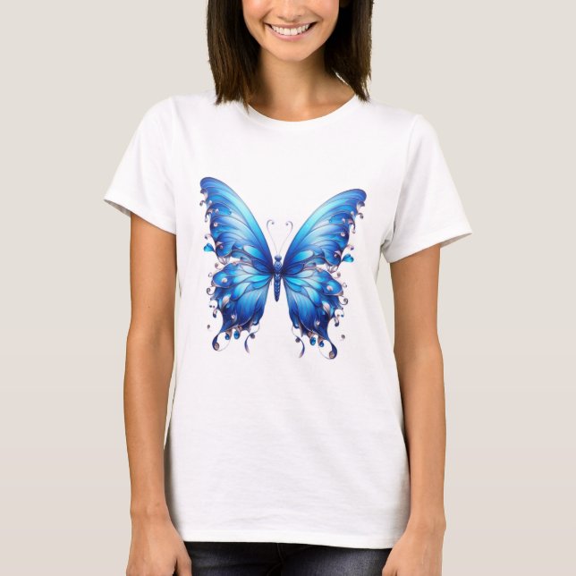 Blauer Schmetterling T-Shirt (Vorderseite)