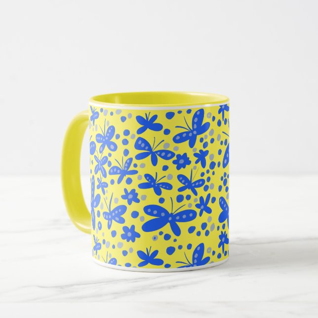 Blauer Schmetterling Tasse (Vorderseite Links)