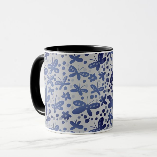 Blauer Schmetterling Tasse (Vorderseite Links)