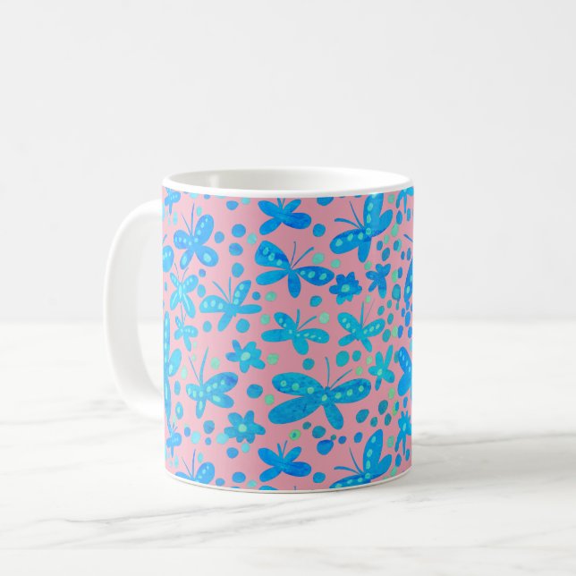 Blauer Schmetterling Tasse (Vorderseite Links)