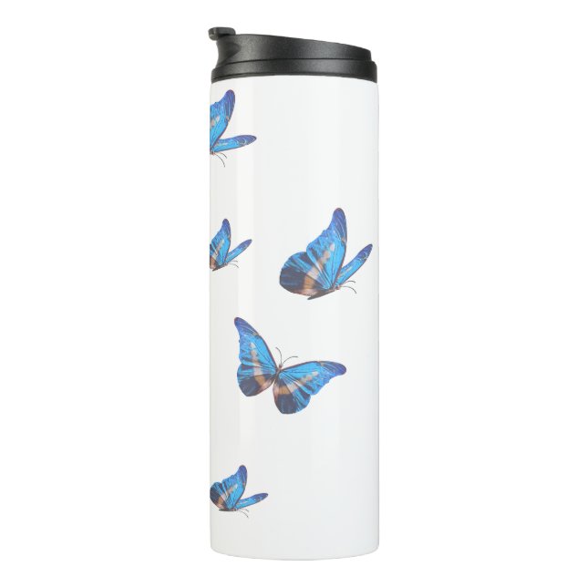 Blauer Schmetterling-Thermalbecher Thermosbecher (Nach rechts gedreht)