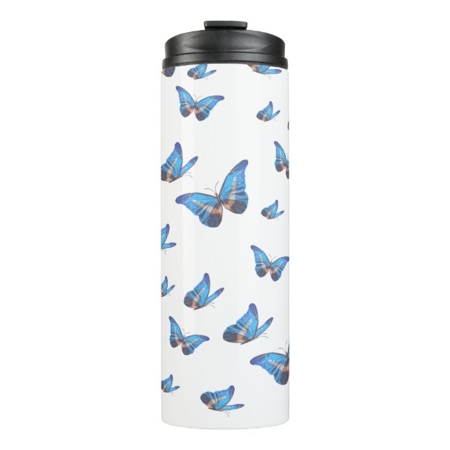 Blauer Schmetterling-Thermobecher Thermosbecher (Vorderseite)