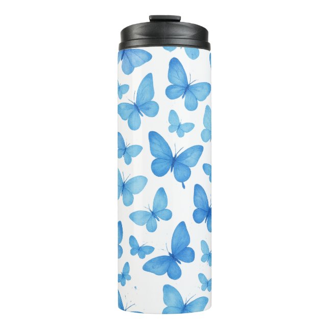 Blauer Schmetterling Thermosbecher (Vorderseite)