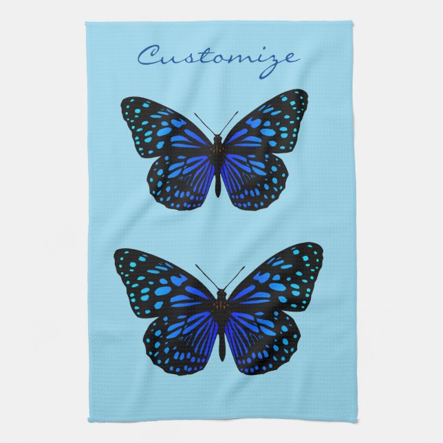 Blauer Schmetterling Thunder_Cove Geschirrtuch (Vertikal)