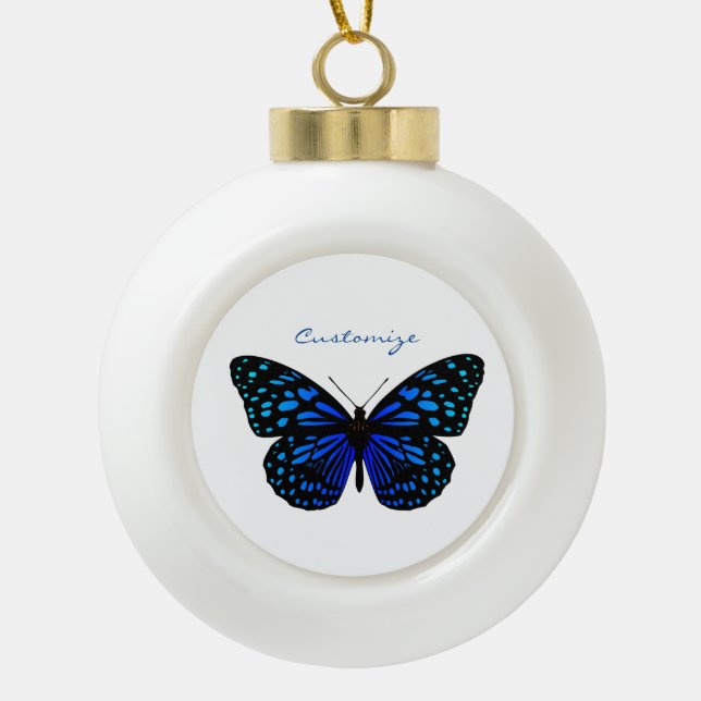 Blauer Schmetterling Thunder_Cove  Keramik Kugel-Ornament (Vorderseite)