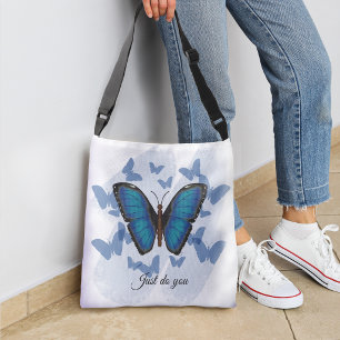 Blauer Schmetterling - Umhängetasche Tragetaschen Mit Langen Trägern