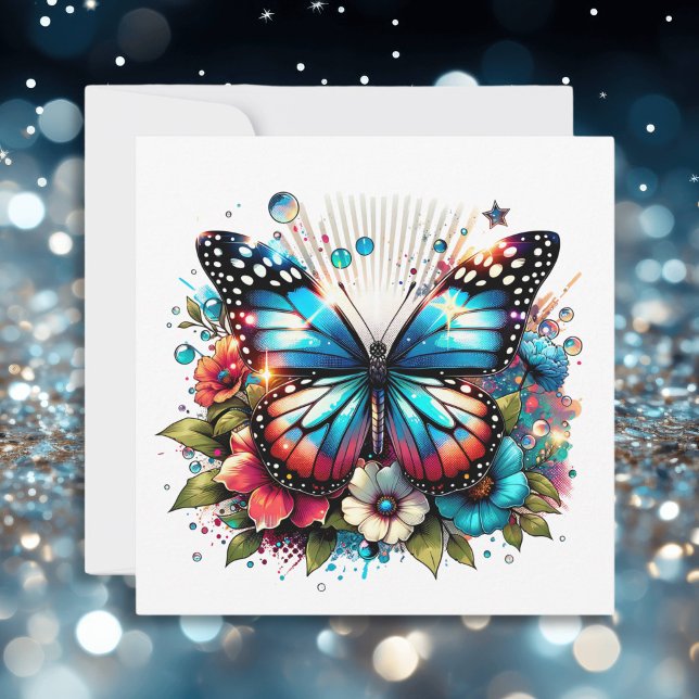Blauer Schmetterling und Blume | Meldung Karte (Von Creator hochgeladen)