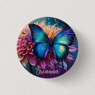 Blauer Schmetterling und der Dahlia Button